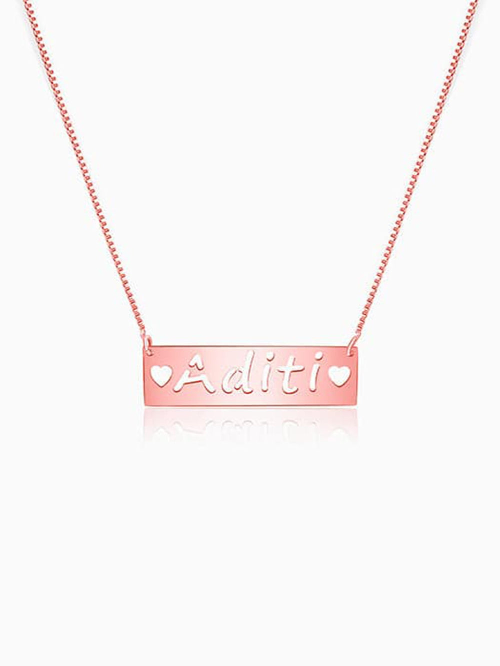 Rose Gold Personalised Name Engraved with Love Necklace