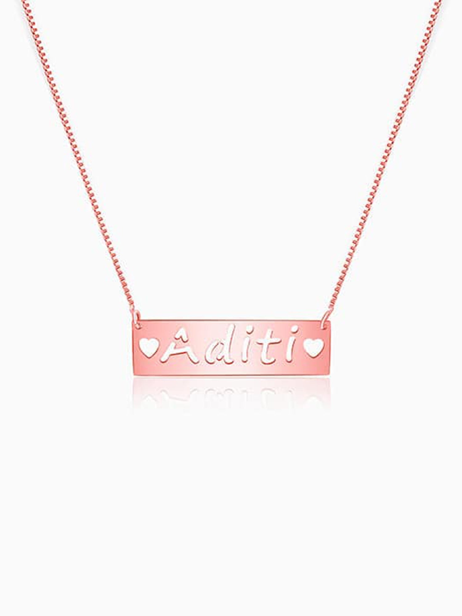 Rose Gold Personalised Name Engraved with Love Necklace