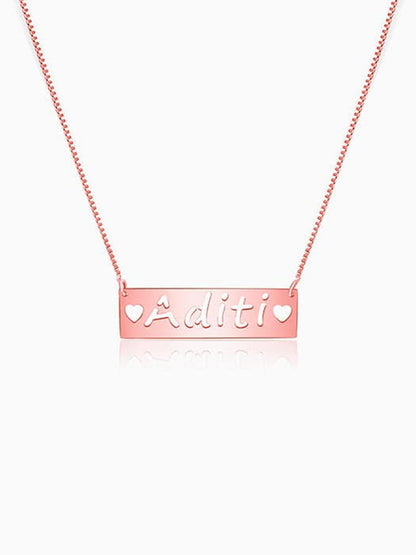 Rose Gold Personalised Name Engraved with Love Necklace