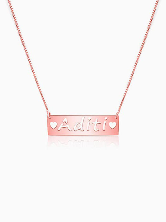 Rose Gold Personalised Name Engraved with Love Necklace