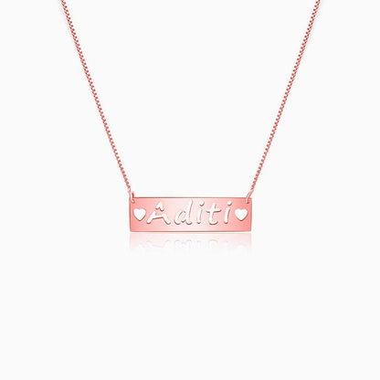 Rose Gold Personalised Name Engraved with Love Necklace