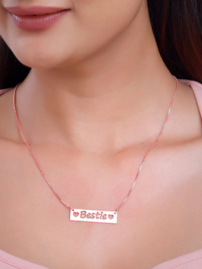 Rose Gold Personalised Name Engraved with Love Necklace