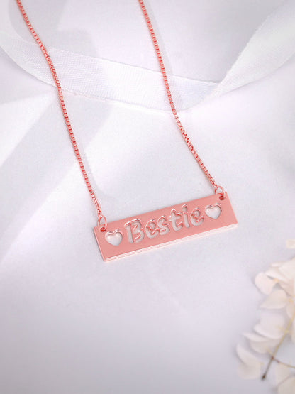 Rose Gold Personalised Name Engraved with Love Necklace