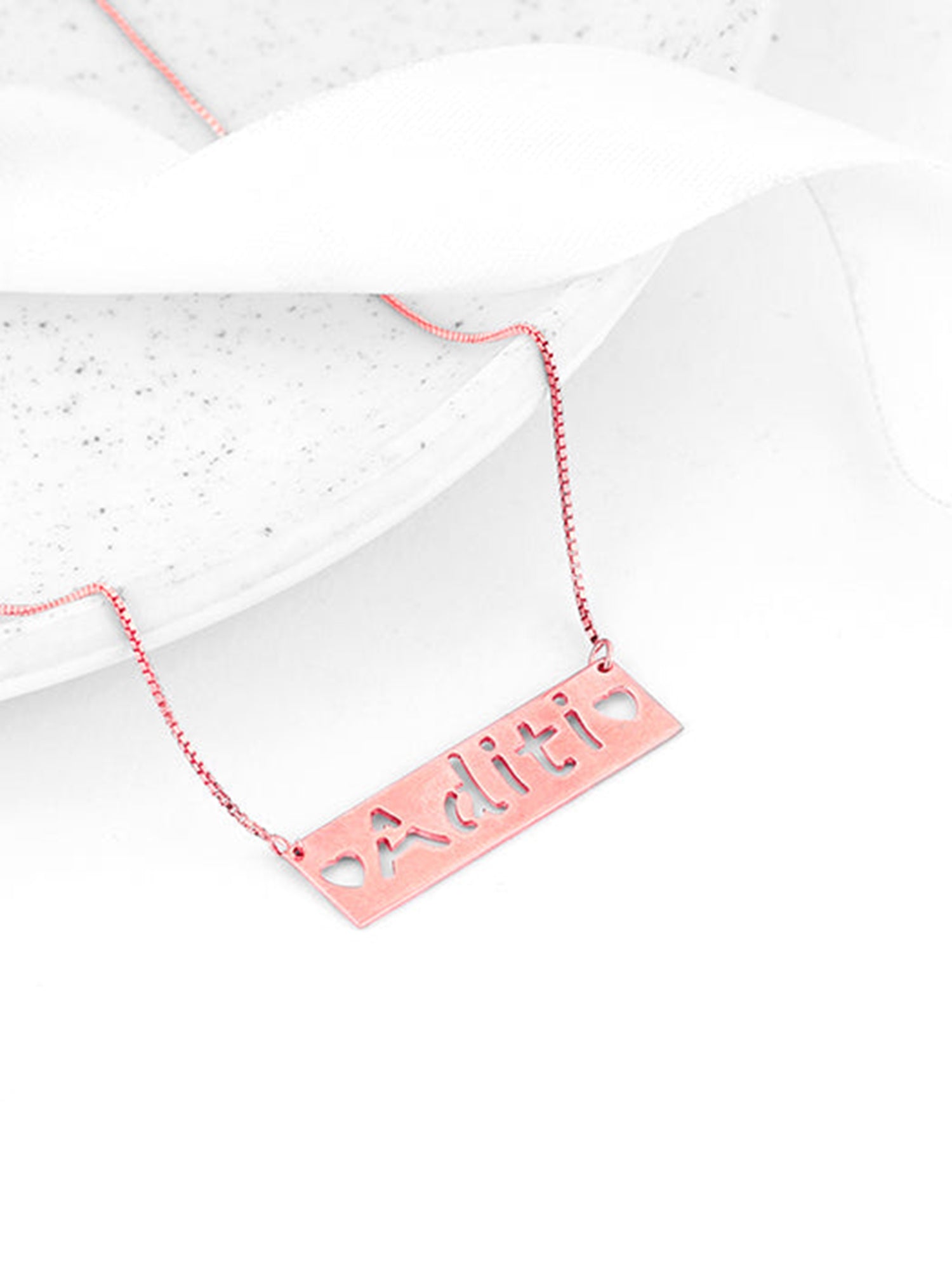 Rose Gold Personalised Name Engraved with Love Necklace