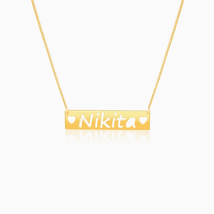 Golden Personalised Name Engraved with Love Necklace
