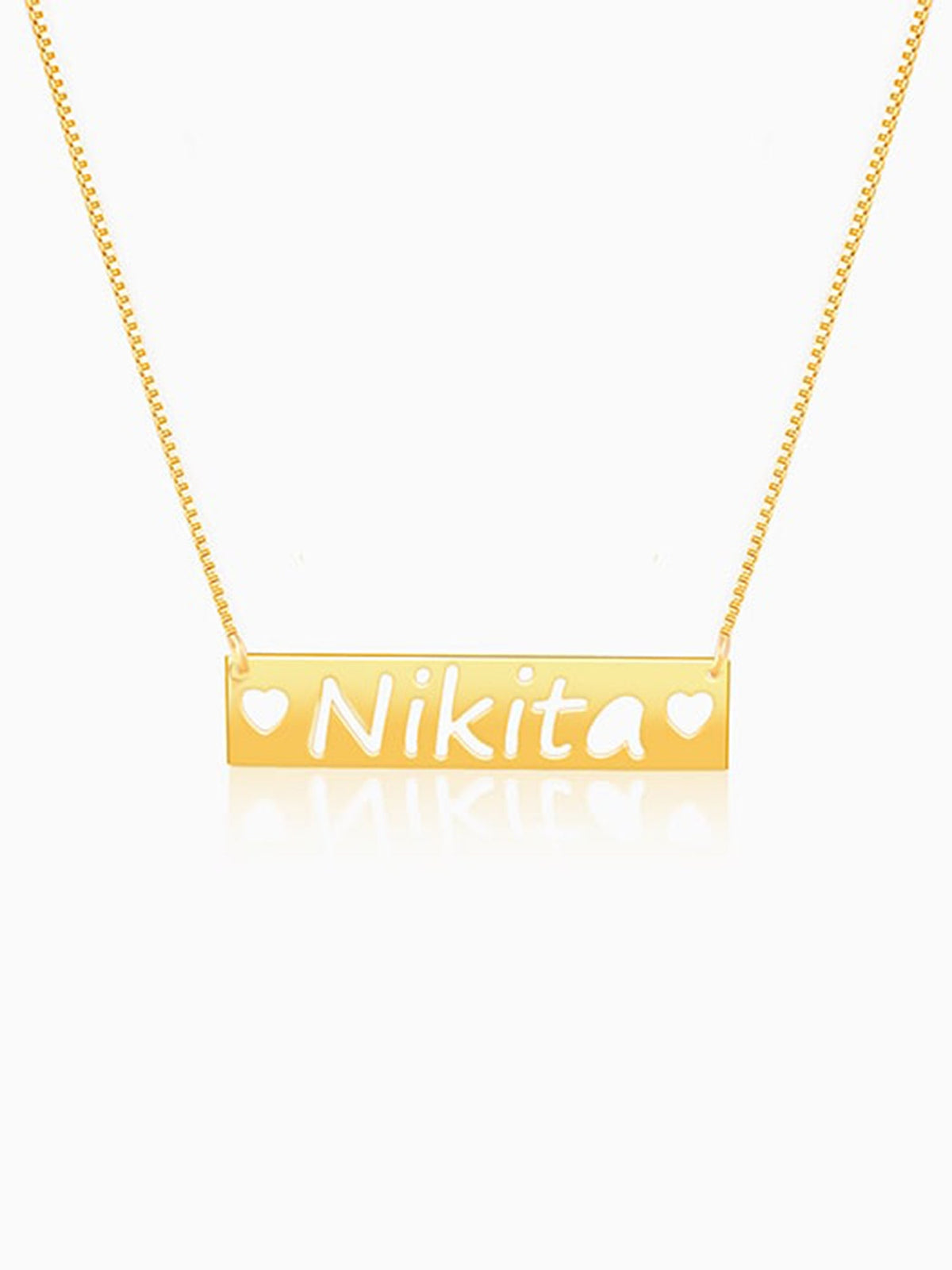 Golden Personalised Name Engraved with Love Necklace