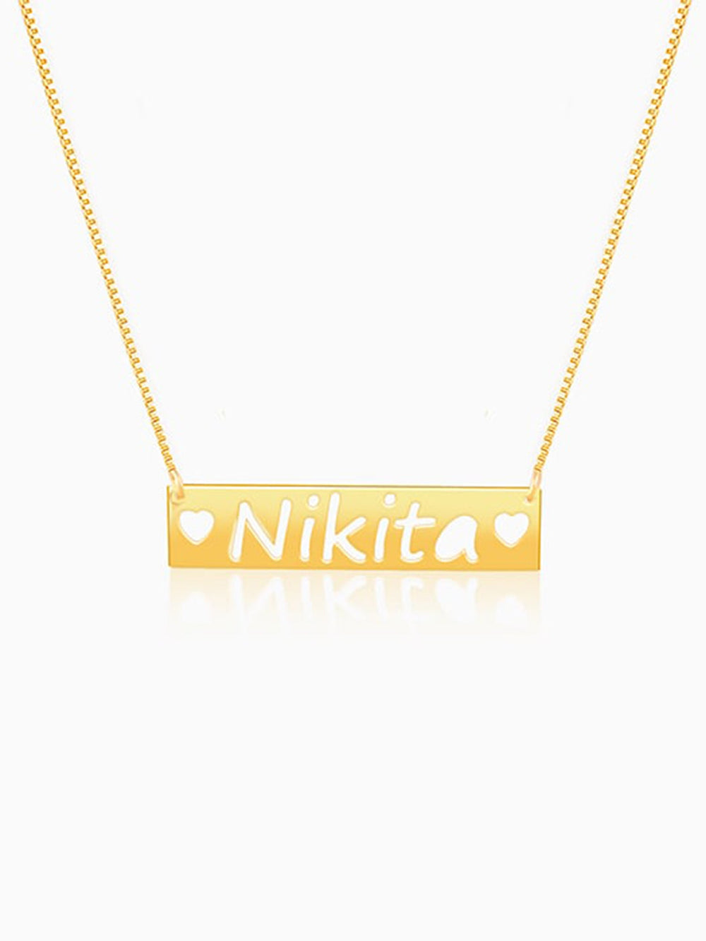 Golden Personalised Name Engraved with Love Necklace