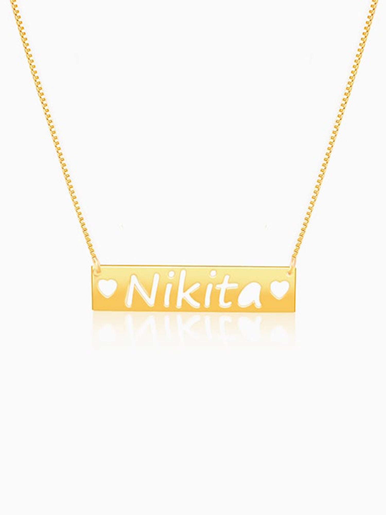 Golden Personalised Name Engraved with Love Necklace