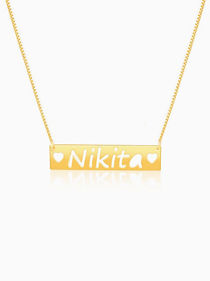 Golden Personalised Name Engraved with Love Necklace