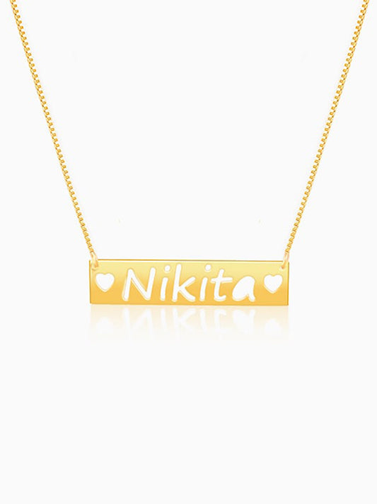 Golden Personalised Name Engraved with Love Necklace