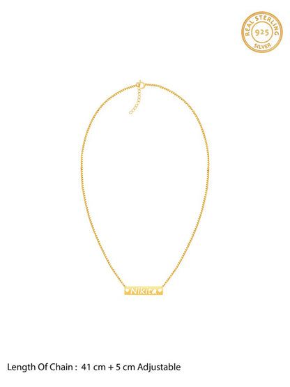 Golden Personalised Name Engraved with Love Necklace