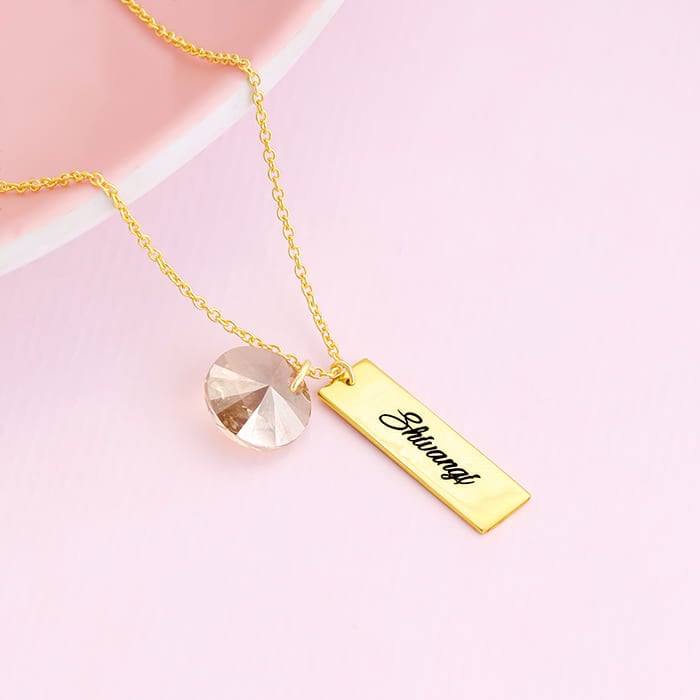 Personalised Golden Endearing Name Necklace With Link Chain