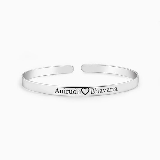Personalised Silver Forever Together Cuff Bracelet