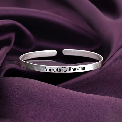 Personalised Silver Forever Together Cuff Bracelet