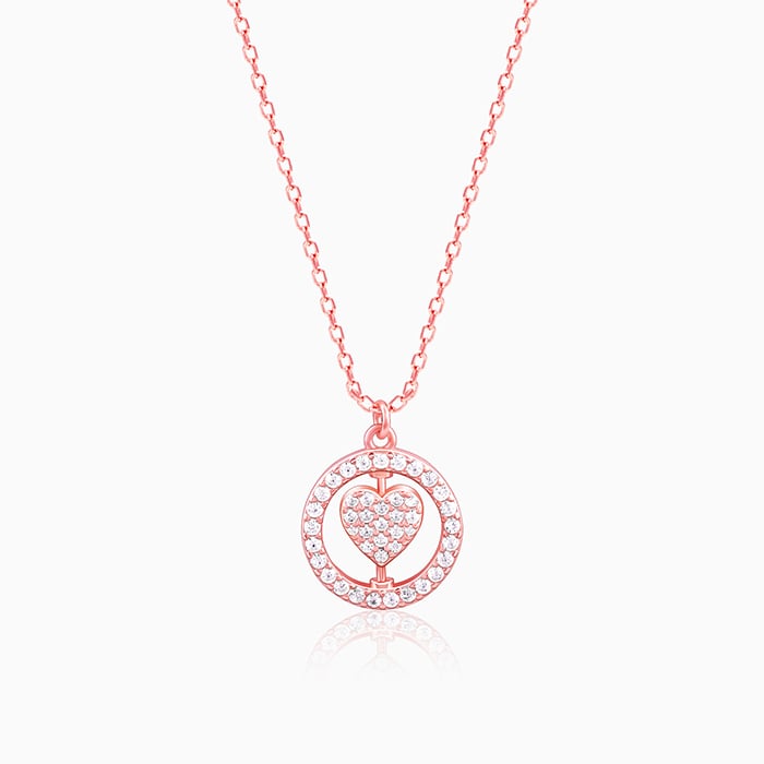 Rose Gold Personalised Heart of Love Pendant With Link Chain