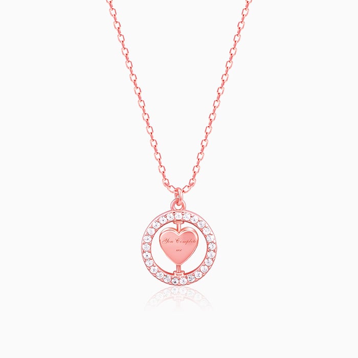 Rose Gold Personalised Heart of Love Pendant With Link Chain
