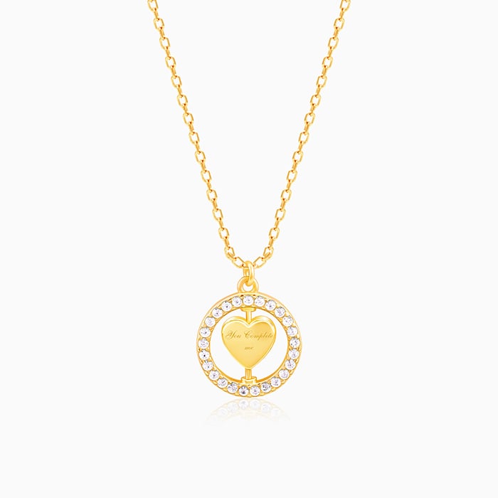 Golden Personalised Heart of Love Pendant With Link Chain