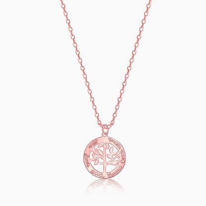 Rose Gold Personalised Family Tree Pendant With Link Chain