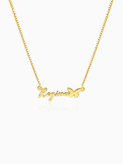 Golden Personalised Butterfly Pendant