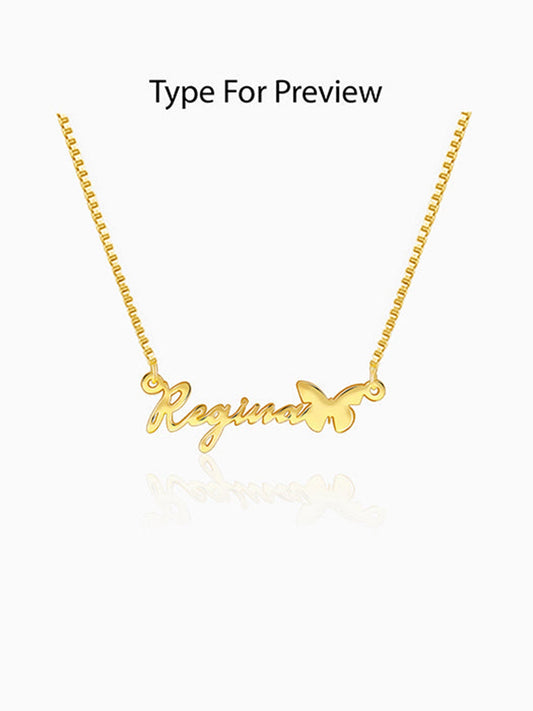 Golden Personalised Butterfly Pendant