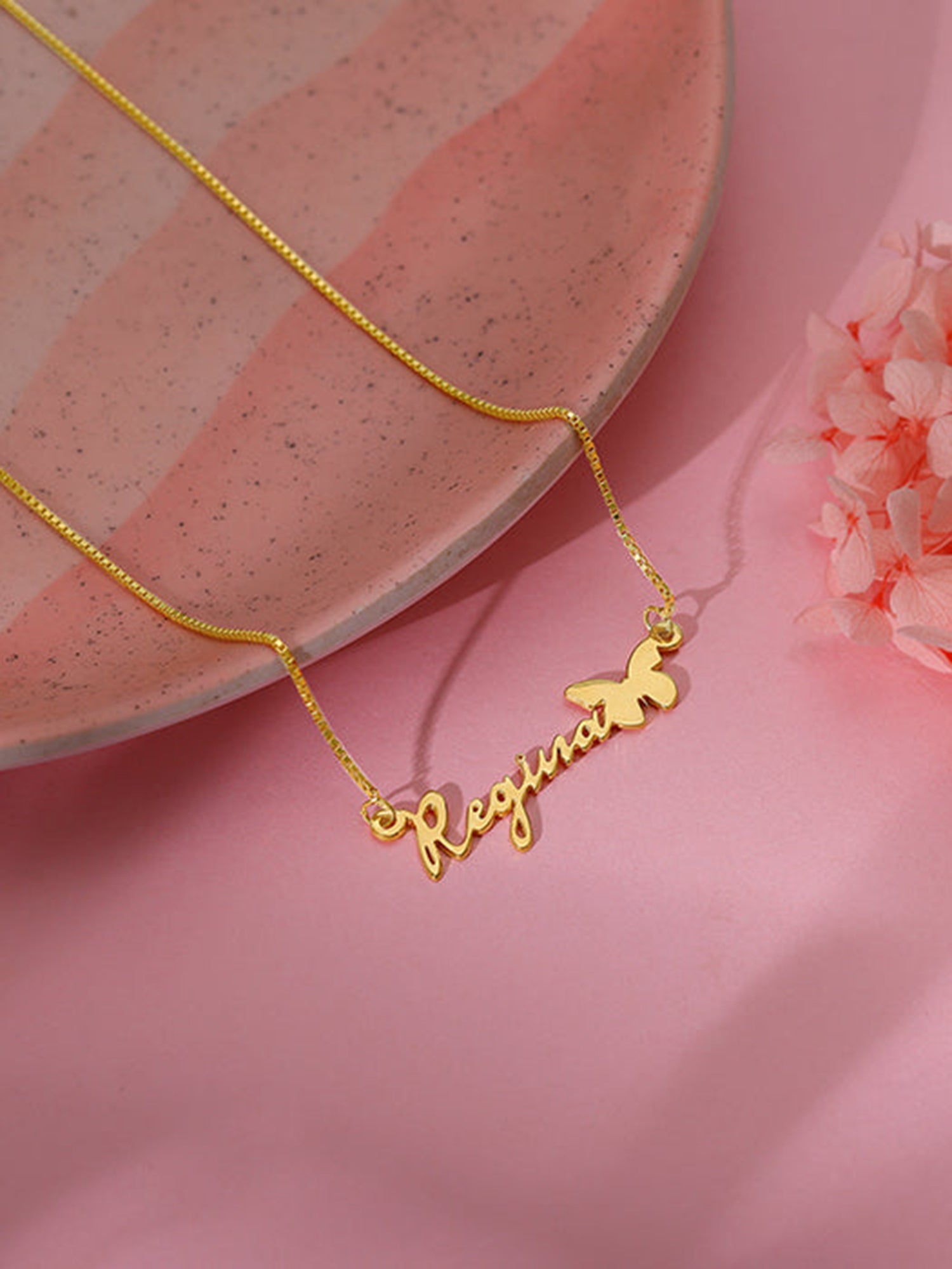 Golden Personalised Butterfly Pendant