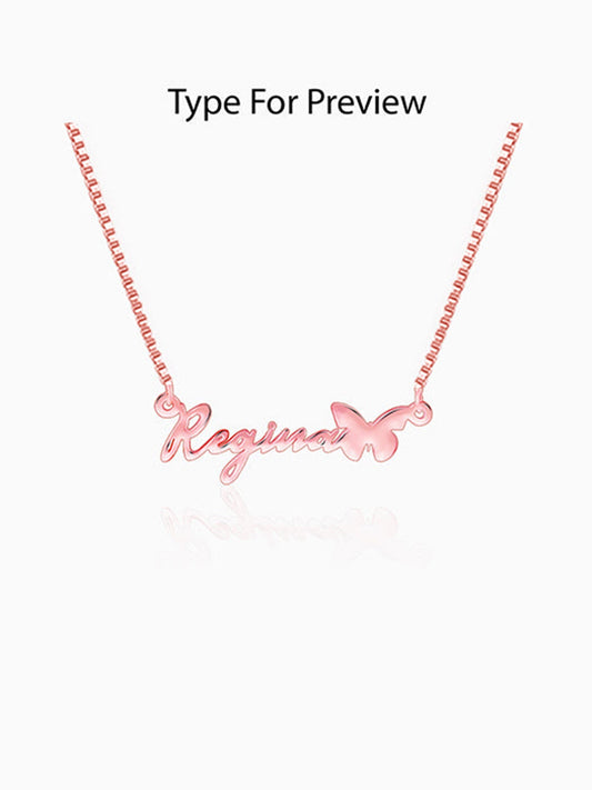 Rose Gold Personalised Butterfly Pendant