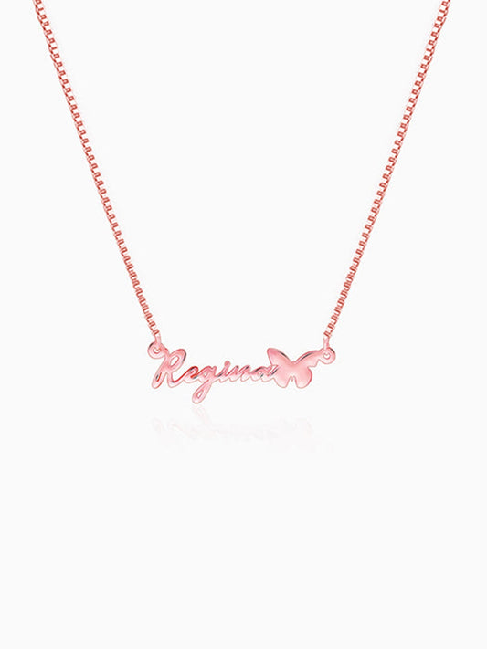 Rose Gold Personalised Butterfly Pendant