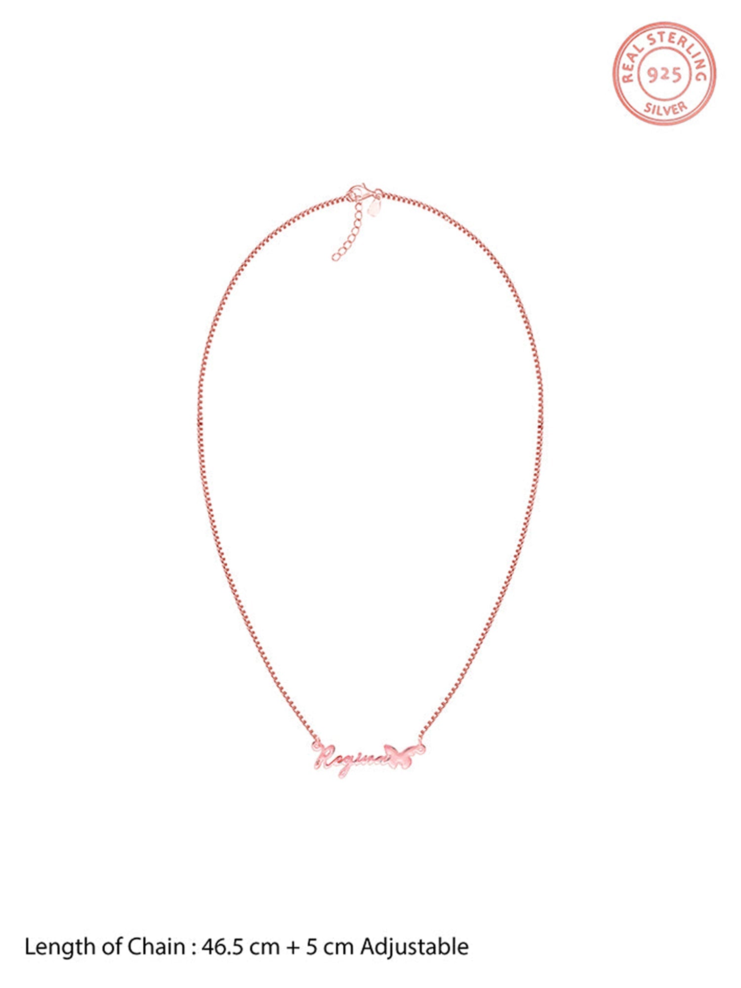 Rose Gold Personalised Butterfly Pendant