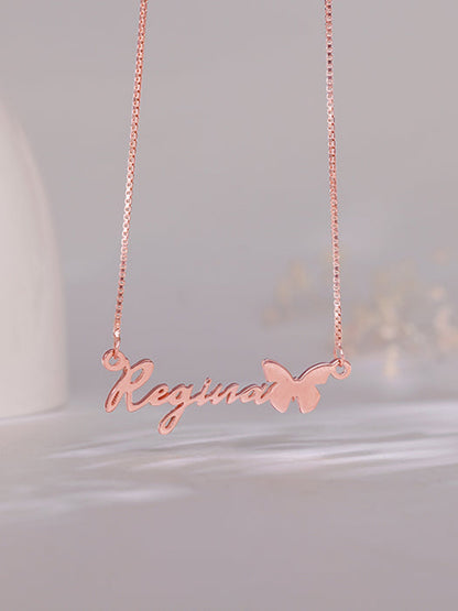 Rose Gold Personalised Butterfly Pendant