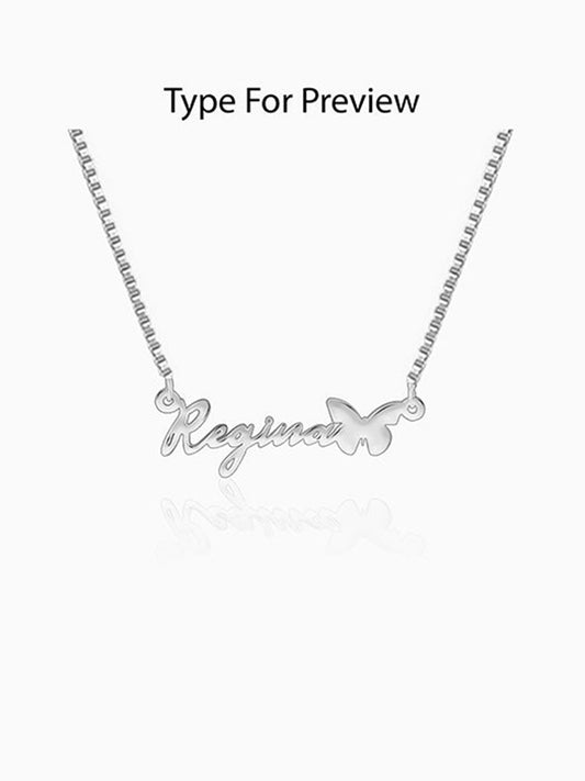 Silver Personalised Butterfly Pendant