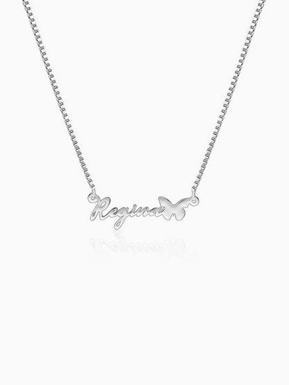 Silver Personalised Butterfly Pendant