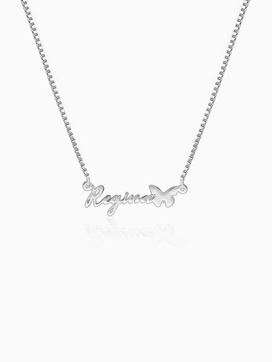 Silver Personalised Butterfly Pendant