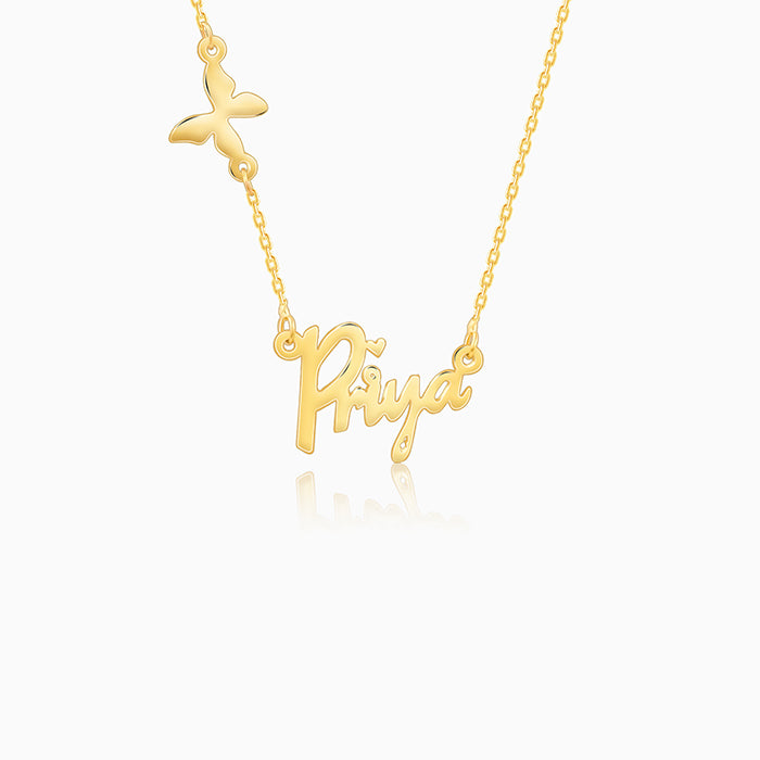 Golden Personalised Pretty Butterfly Necklace