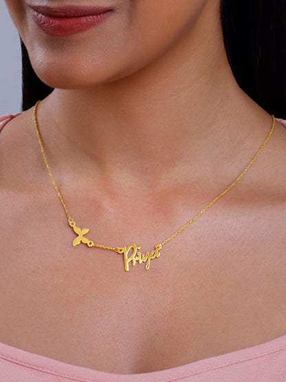 Golden Personalised Pretty Butterfly Necklace