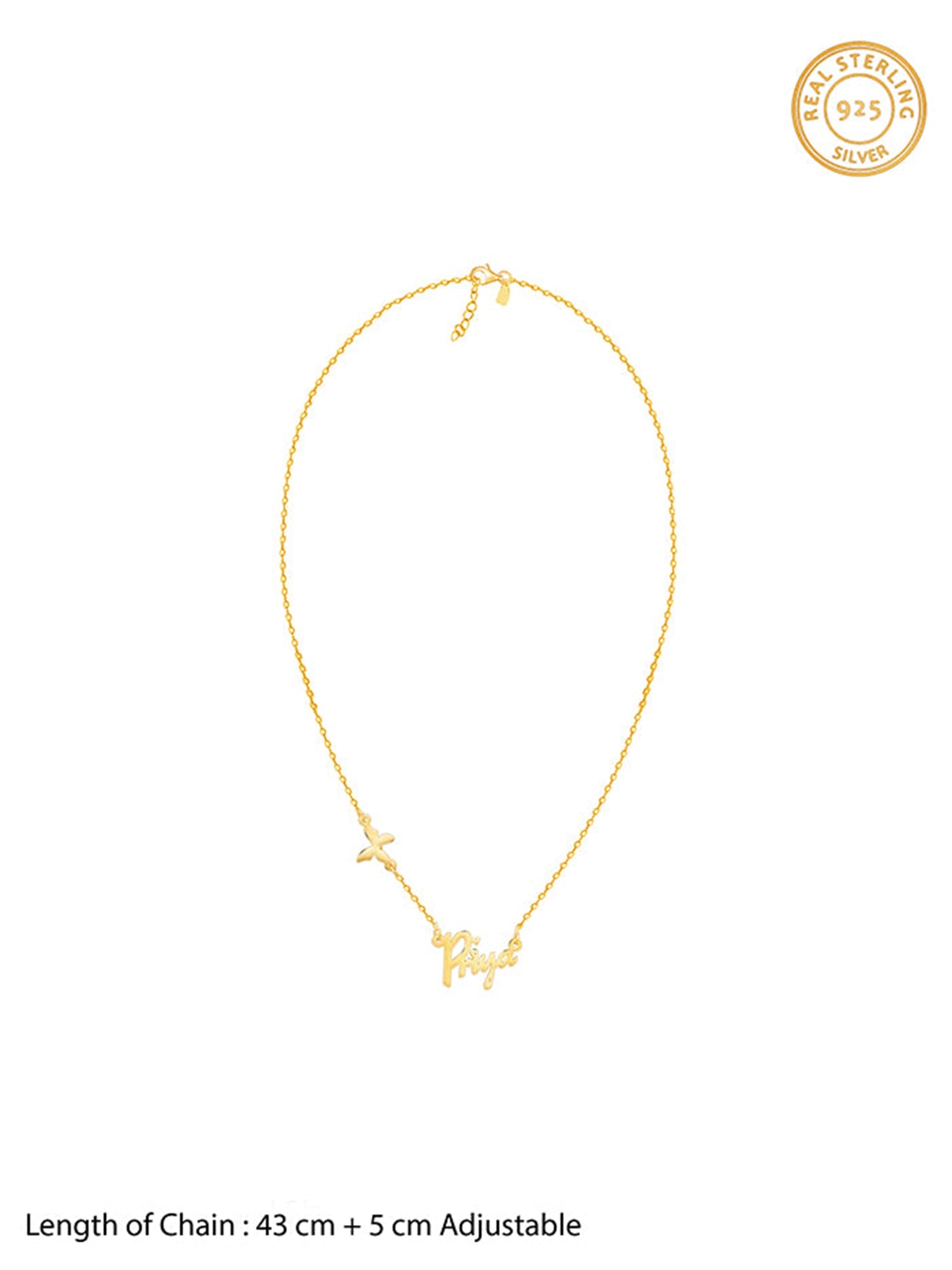 Golden Personalised Pretty Butterfly Necklace