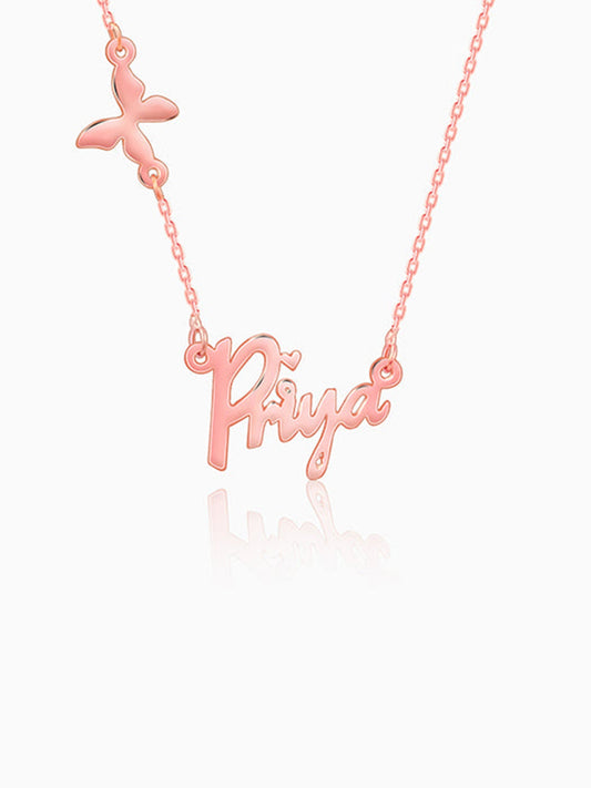 Rose Gold Personalised Pretty Butterfly Necklace