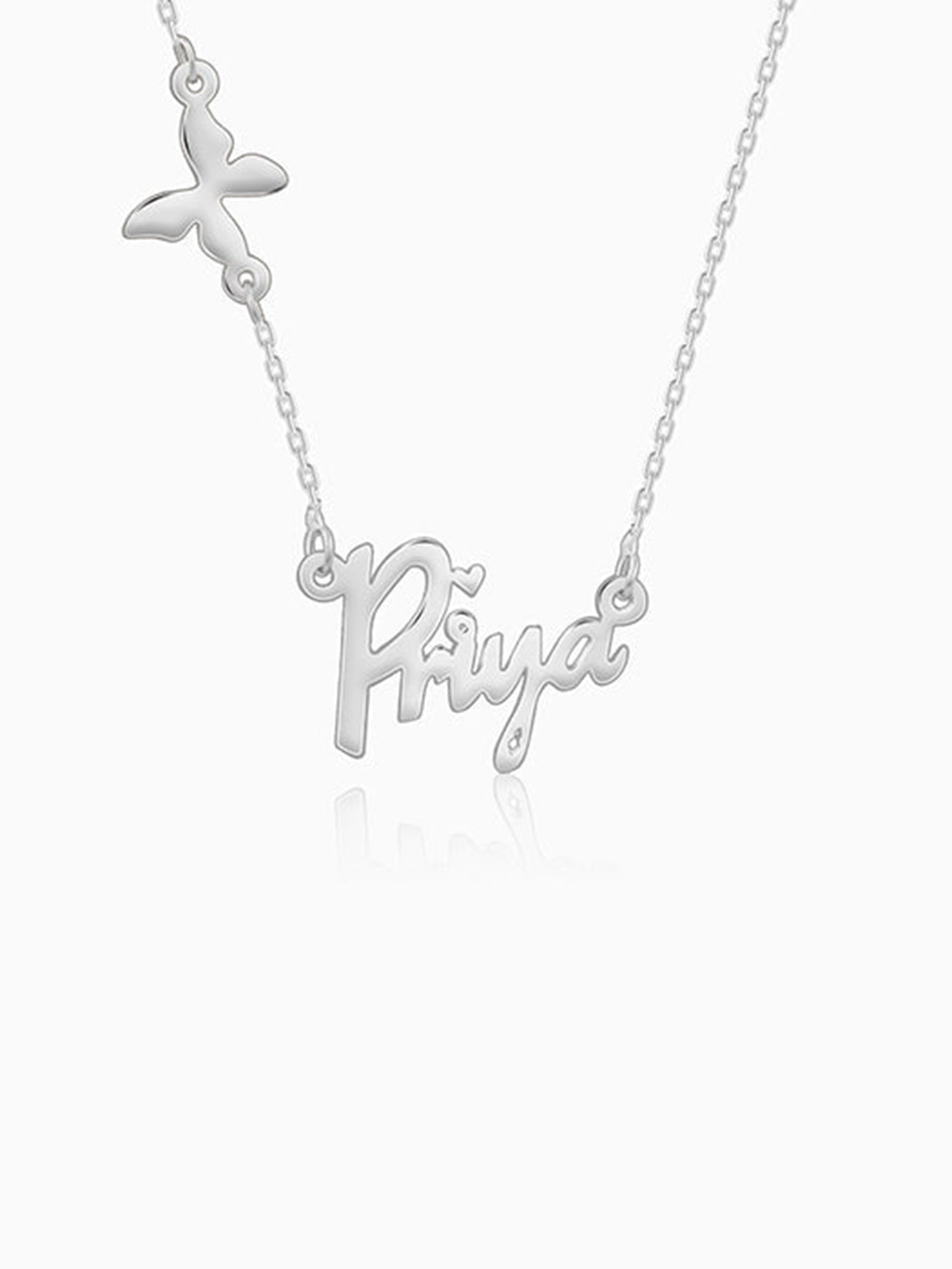 Silver Personalised Pretty Butterfly Necklace