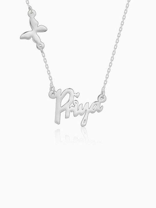 Silver Personalised Pretty Butterfly Necklace