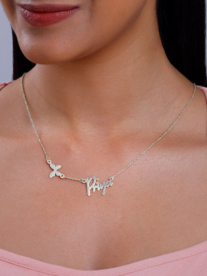 Silver Personalised Pretty Butterfly Necklace
