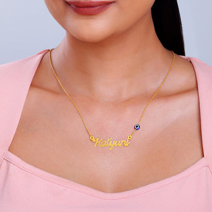 Golden Evil Eye Personalised Name Necklace