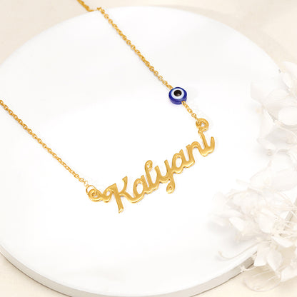 Golden Evil Eye Personalised Name Necklace