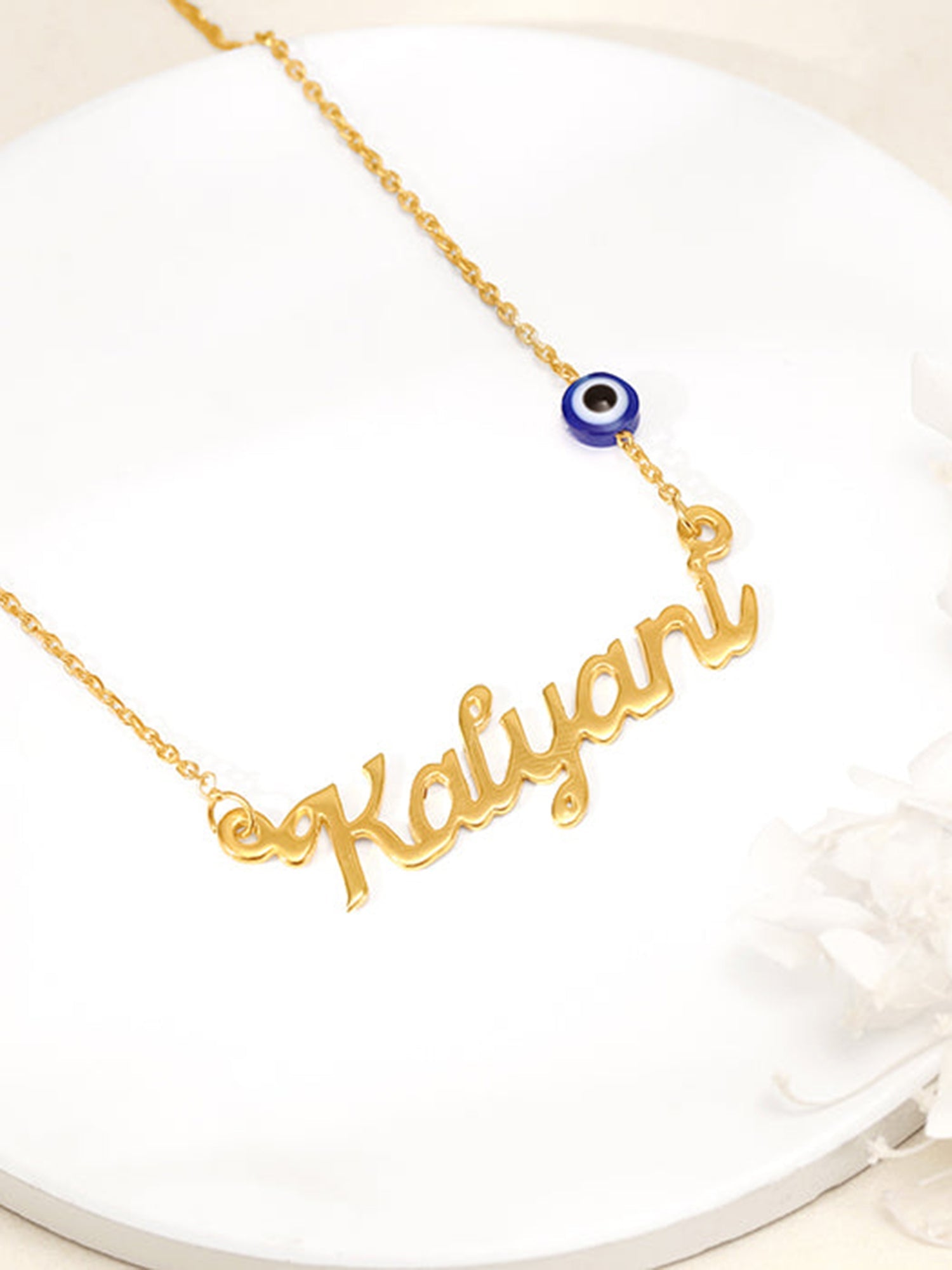 Golden Evil Eye Personalised Name Necklace