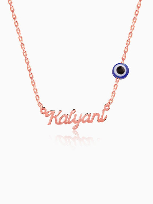 Rose Gold Evil Eye Personalised Name Necklace