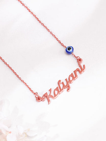 Rose Gold Evil Eye Personalised Name Necklace