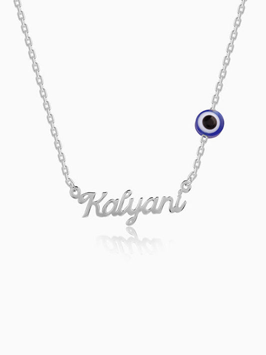 Silver Evil Eye Personalised Name Necklace