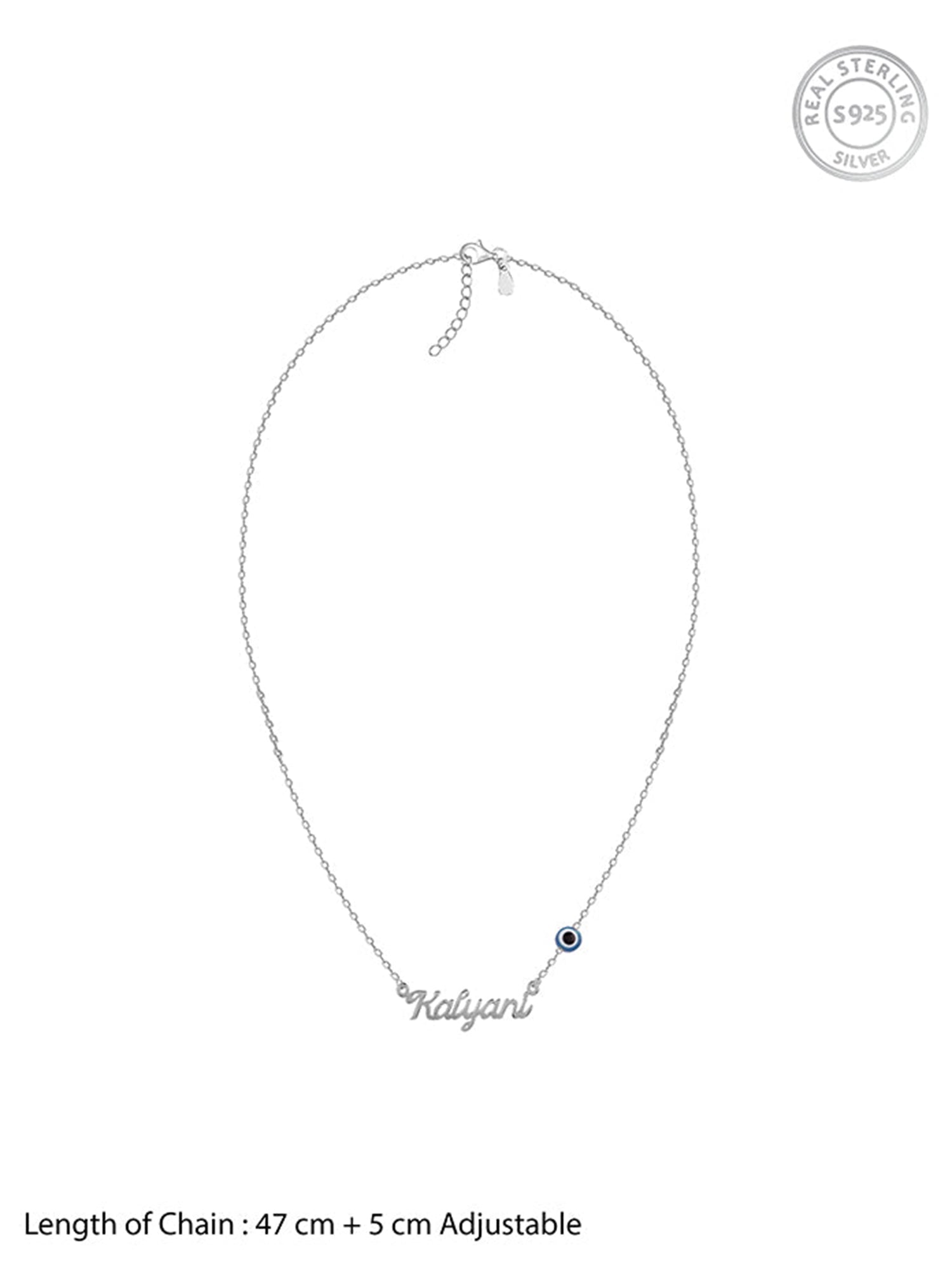 Silver Evil Eye Personalised Name Necklace