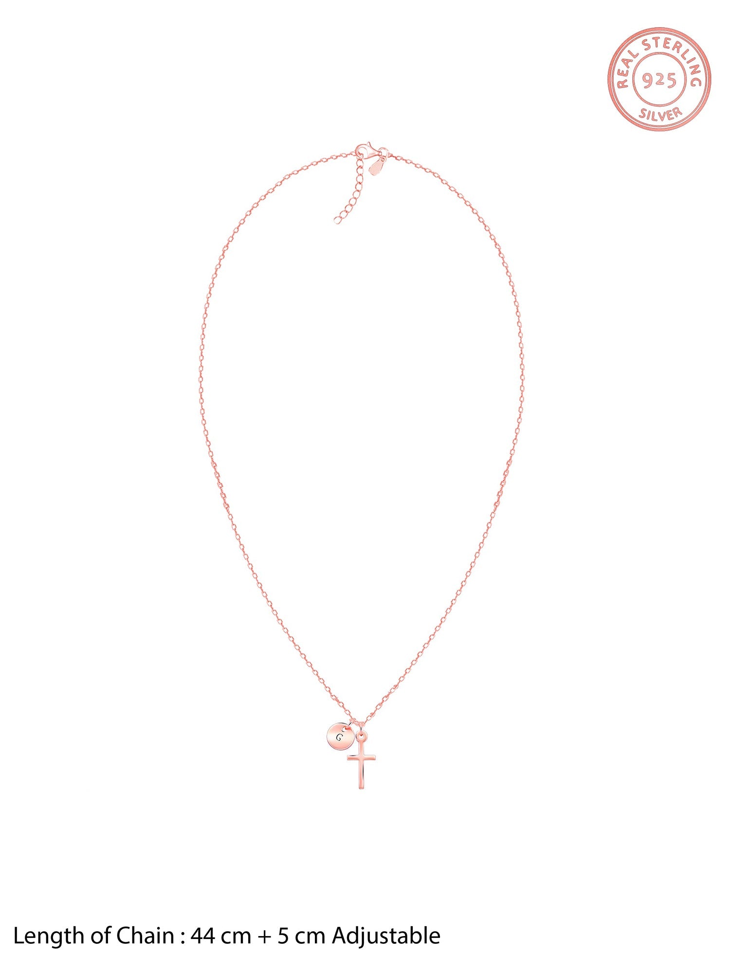 Rose Gold Personalised Halo Cross Pendant With Link Chain