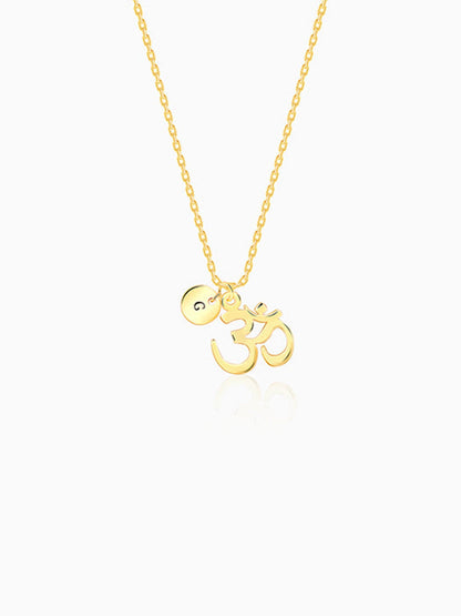 Golden Personalised Om Pendant With Link Chain