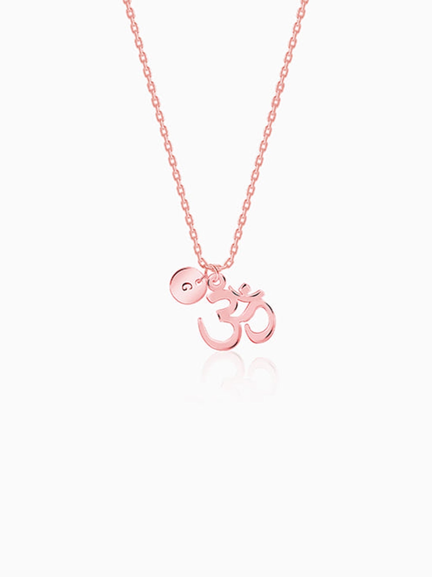 Rose Gold Personalised Om Pendant With Link Chain