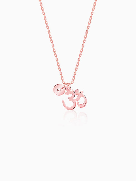 Rose Gold Personalised Om Pendant With Link Chain